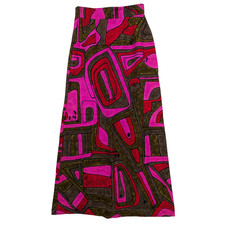 SALE Pop Art Vintage 60s Wild Child Geometric Hawaiian Mod Maxi Skirt KAMEHAMEHA
