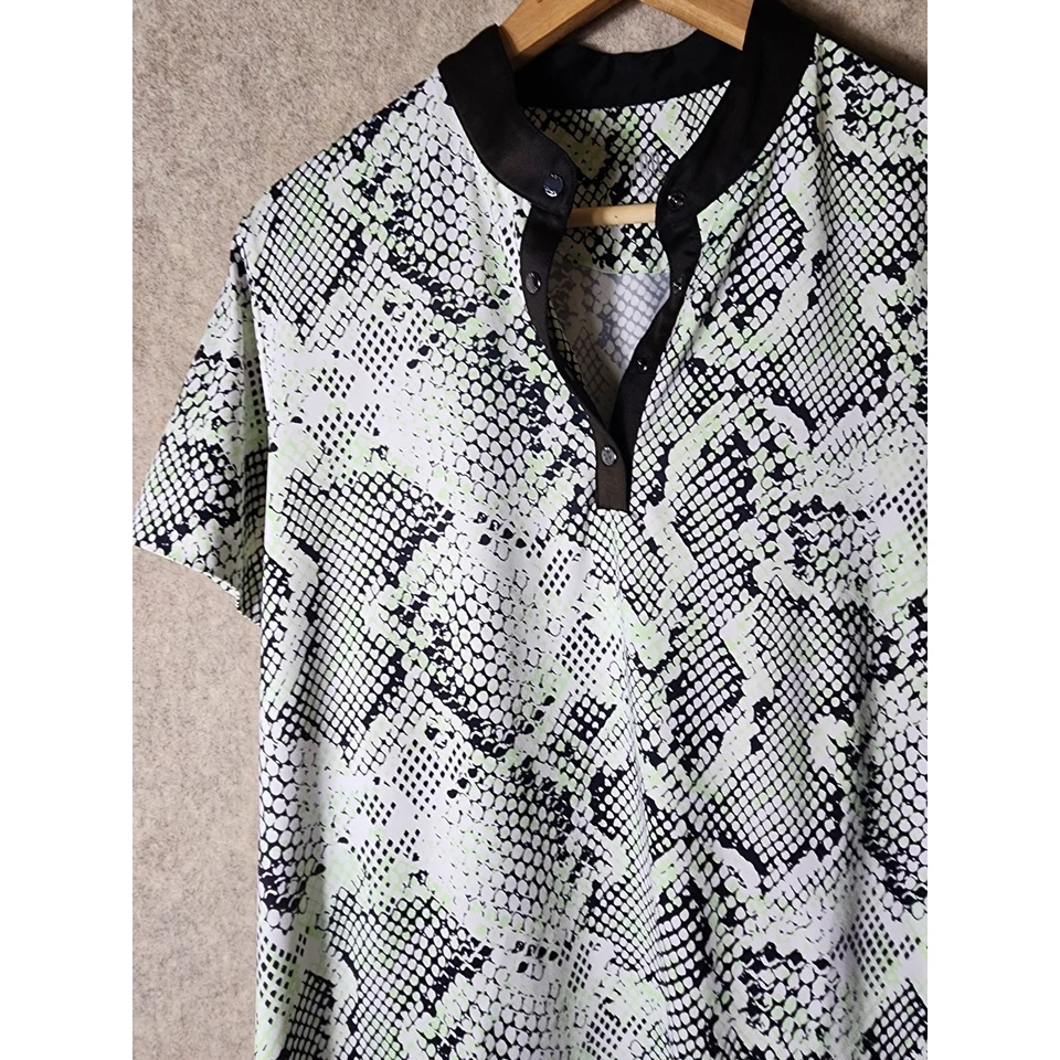 Top informal de golf TAIL negro verde estampado de piel de serpiente 1/4 a presión activo al aire libre talla L Foto 4 de 4