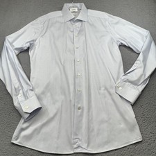 Eton Dress Shirt Mens 17 1/2 Blue Check Contemporary Extra Collar Long Sleeve