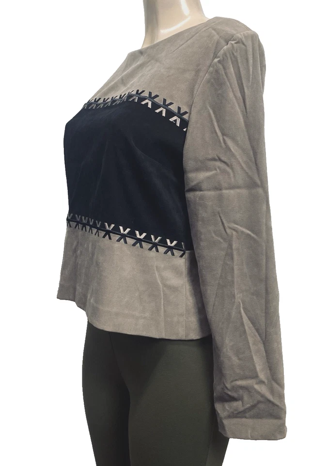 Positive Attitude Women's Blazer Jacket Long Sleeve Gray/Black Size 8 Foto 4 de 4