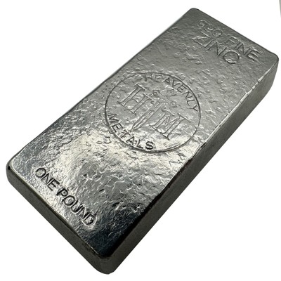 1 lb Zinc Bullion Bar - 99.9% Pure Metal Ingot for Collectors, Display, or Demos