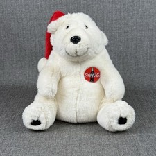 Vtg Coca Cola Polar Bear Plush 1993 Christmas Santa Hat 11" tall