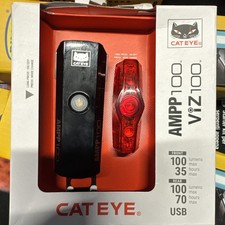 CatEye AMPP 100 Front & ViZ 100 Rear Bike Light Set – USB Rechargeable, 100 Lume