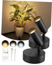 Spotlights Indoor with Remote, 3000mAh Rechargeable Battery Plant 2 Pack Black