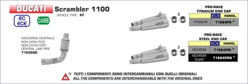 RACCORDO CENTRALE ARROW PER DUCATI SCRAMBLER 1100 2018 > 2020 ACCIAIO INOX - Picture 2 of 3