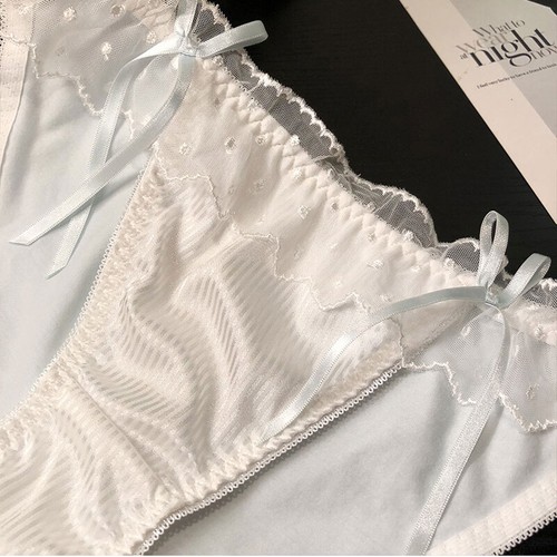 Lady Girl Japanese Underpants Briefs Panties Satin Lace Sexy Lingerie Soft Pink - Picture 8 of 11