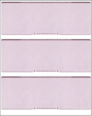50 Blank Check Stock Paper - 3 Checks Per Page - QuickBooks - Burgundy Diamond