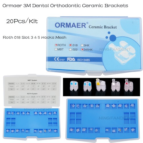 ORMAER 3M Soportes de Ortodoncia Dental Cerámica Roth MBT 018 Ranura 3 4 5 Ganchos Malla - Imagen 24 de 38
