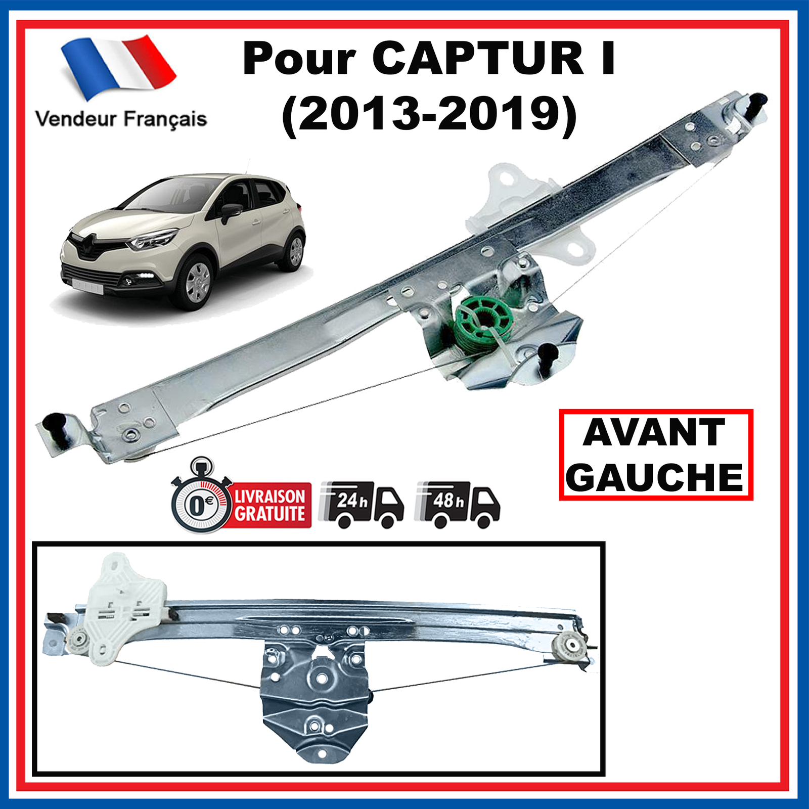 Lève-vitre avant droit pour Renault Captur idéal trajets vacances
