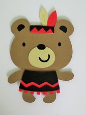 Cute Indian Native American Bear Thanksgiving Fall Paper Scrapbook Embellishment