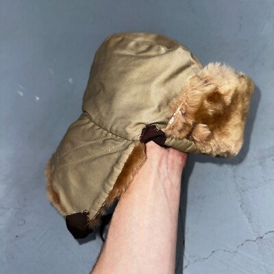 Vintage Eddie Bauer Goose Down Cap Hat Trapper Faux Fur Ear  display picture 1
