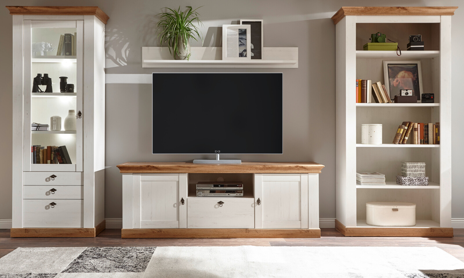 Wandboard Wandregal Bücherregal weiß Pinie Landhaus 146 cm Hemsby