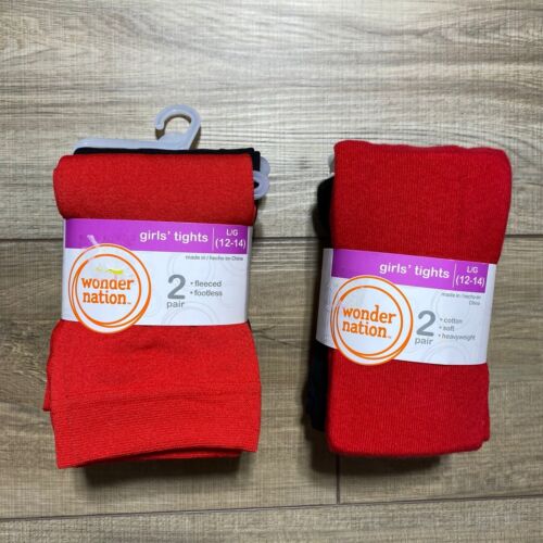 Wonder Nation Girls Footless Cable And Flat Knit Tights Size Large (12-14)
