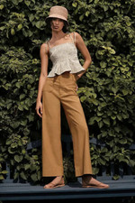 Anthropologie The Colette Wide Leg Crop Pants Trousers Honey Brown Size 28 NEW