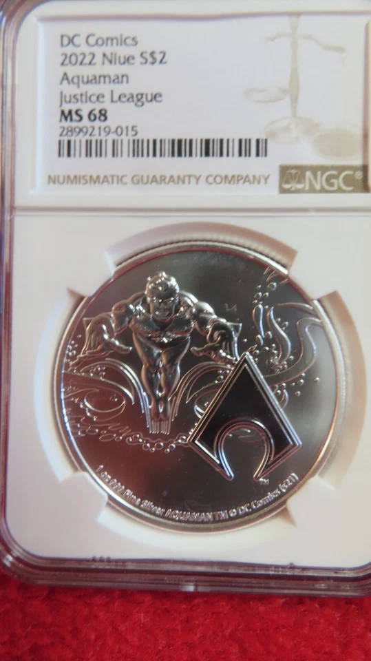 2022 DC Comics Justice League AQUAMAN  1oz .999 Silver NGC MS68 Island of Niue - Image 2 of 4