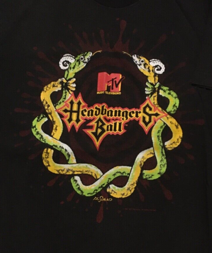 Vintage 1991 Pushead MTV Headbangers Ball Tour Band T Shirt Vintage 1991 Pushead MTV Headbangers Ball Tour Band T Shirt