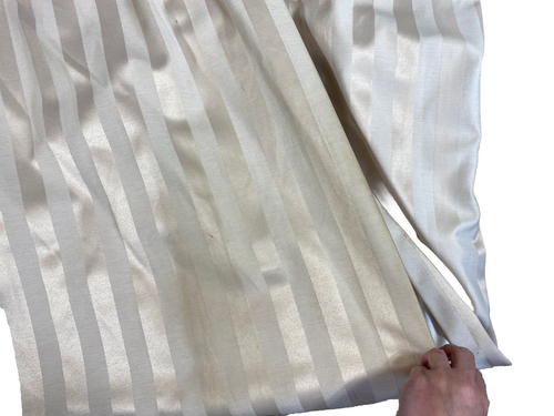 Custom Luxury Beige Curtain Damask Stripe Sateen Cotton Pinch Pleat Panel Wide - Picture 5 of 13