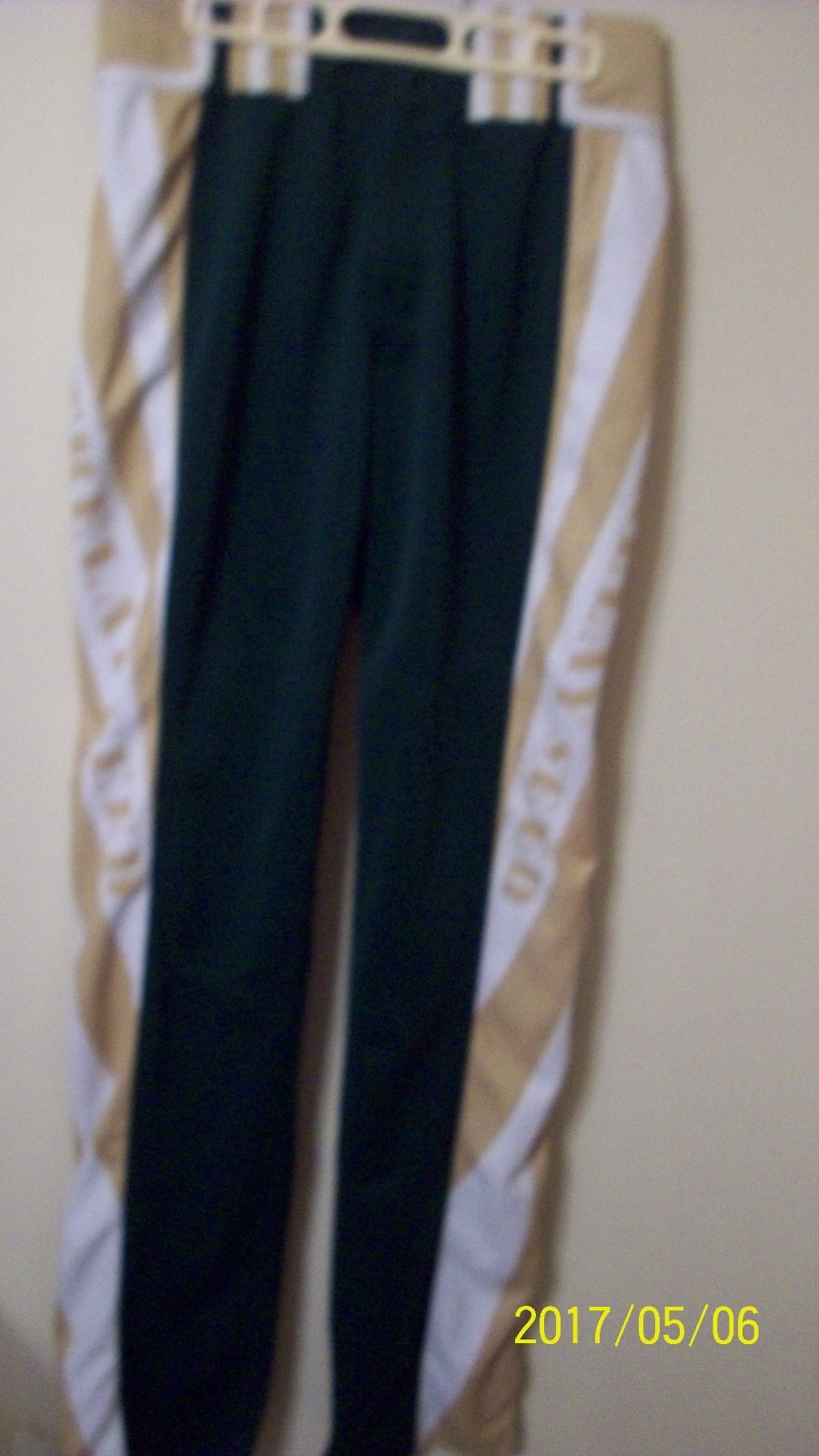 Mens 34x38 baseball pants green gold snap zip closure elastic waist 5
