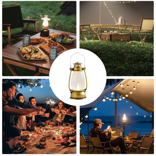 LED Retro Outdoor Camping Kerosene Lamp Portable Lantern Oil Lamp Style Vintage - Picture 7 of 13