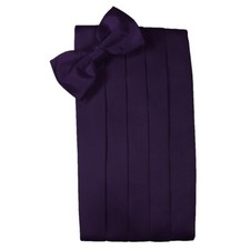 Men's Lapis Purple Satin Bow Tie and Cummerbund Set