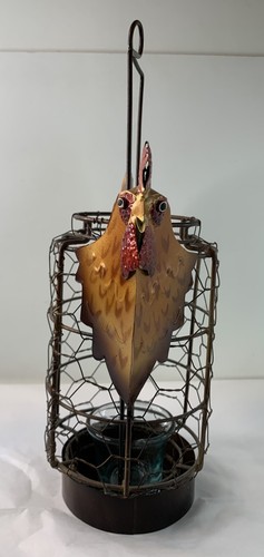 Metal & Wire Rooster Chicken Votive Candle Holder Farm Decor Rustic Primitive - Picture 4 of 13