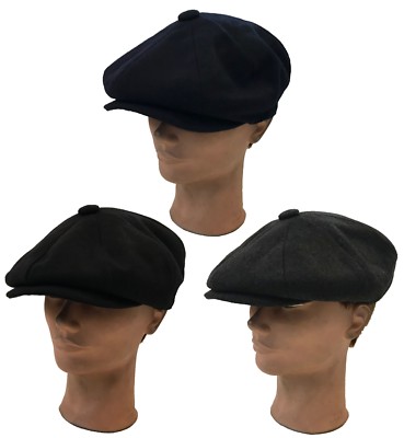 Applejack 8 Panel Newsboy Cabbie Driving Front Snap Wool Ivy
