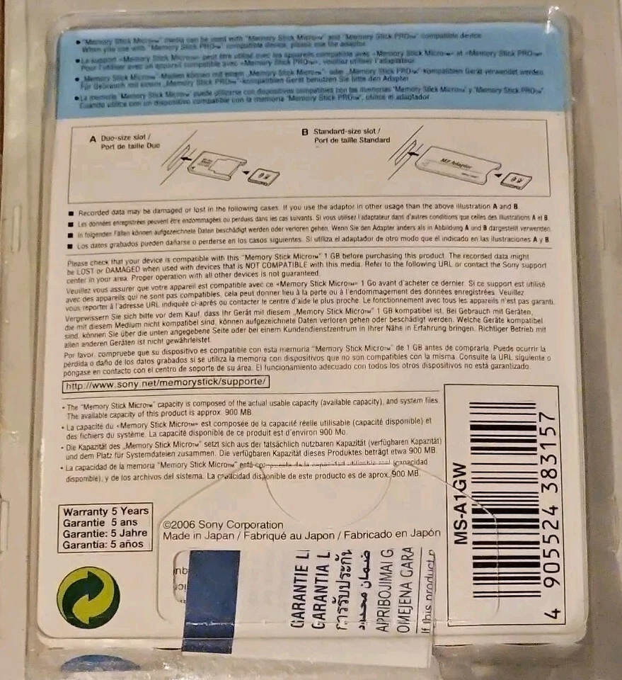 Sony 1GB M2 Memory Stick Micro Includes M2 / Pro Duo Adapters - Image 3 of 3