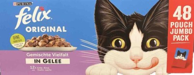 Katzennassfutter Geschmacksvielfalt Felix Original Mix Gelee für Katzen 48x85g