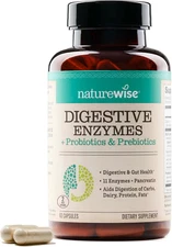 NatureWise Digestive Enzymes +Probiotics & Prebiotics Non-Gmo No Soy 60 Capsules