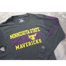 Champion Minnesota State Mankato Mavericks Long Sleeve T-Shirt Men's Size S Gray