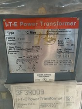 I-T-E power transformer 9KVA model 3BN voltage 480-208y/120