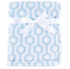 Luvable Friends Baby Boy Coral Fleece Blanket, Blue Hexagon, One Size