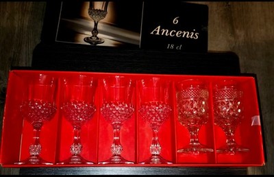 6 Cristal d'Arques Ancenis Lead Crystal 18 cl Wine Glasses Set of 6 w/ Box