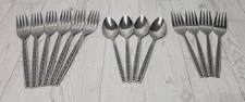 Miracle Maid West Bend Fernwood Stainless Flatware Salad Dinner Forks Spoons USA