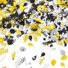 3000 Pieces Happy Birthday Confetti Glitter Gold, Black, Silver