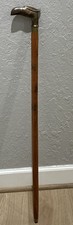 Victorian Brass Eagle Head Handle  Tip Wooden Cane Brown Walking Stick 36  NICE