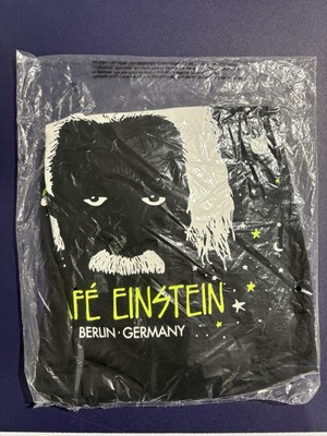 Vtg Albert Einstein Cafe XL Shirt Berlin Germany Stars Black Solar System NOS