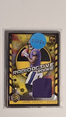 LAMAR JACKSON FRAMED RADIOACTIVE ROOKIE MATERIAL 004/125 2018 Panini Elements