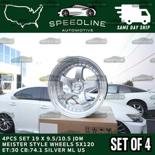 4pcs Set 19 X 9.510.5 Jdm Meister Style Wheels 5x120 Et30 Cb74.1 Silver Ml Us