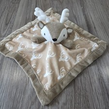 Levtex Baby Deer Security Blanket Brown Tan White Antlers Plush Stuffed Lovey