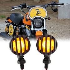 Universal Motorcycle Turn Signals Light Bullet Black Driving Amber Light