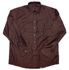 ETON Ganghester 1928 Long Sleeve Dress Button Shirt Brown 17.5 36