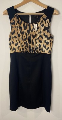NWT The Limited Collection Sheath Dress Career Black Brown Animal Print 6 New