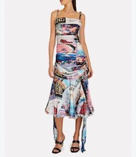 Zimmermann Postcard Draped Printed Silk Midi Dress Size 0