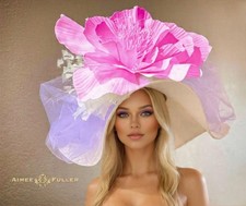 Kentucky Derby Hat Light Purple Pink Rose Lavender Del Mar Huge Royal Ascot Hat