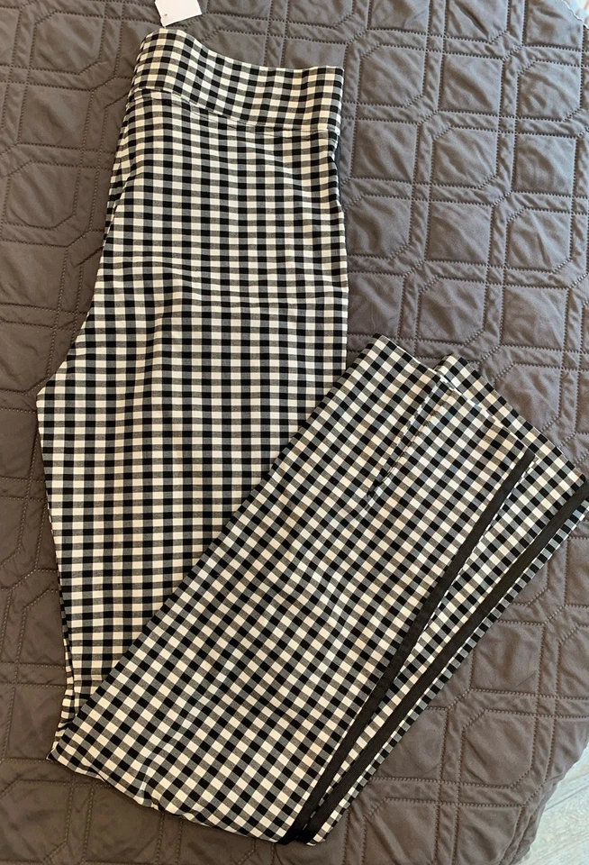 Pantalón al tobillo Joseph Ribkoff nuevo con etiquetas a cuadros para mujer talla 4 elástico NUEVO #079 Foto 2 de 4