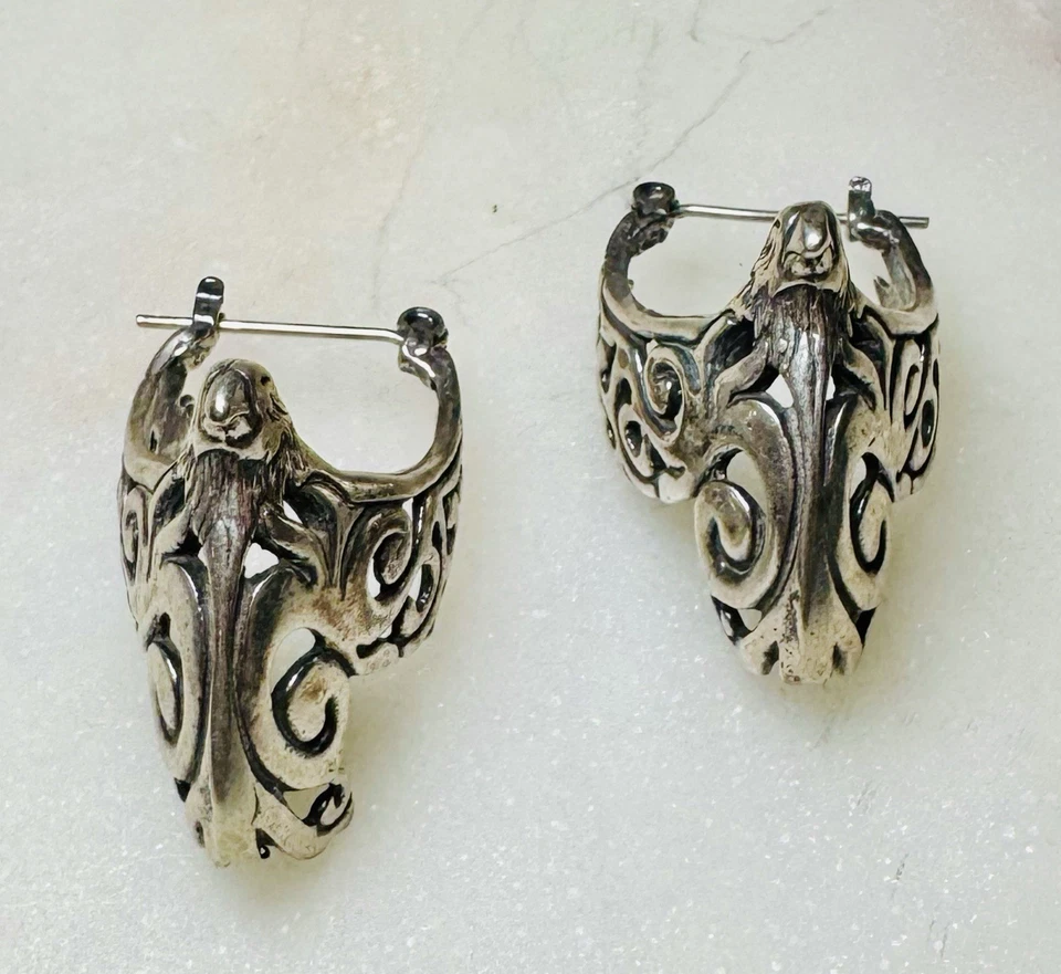 Vintage Native American Shube's Manufacturing Inc Sterling Silver Bird Earrings - Image 4 of 4