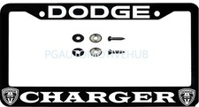 License Plate Frame Black Stainless Steel Vinyl Lettering For Dodge Charger