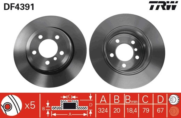 2X Bremsscheibe TRW DF4391 FüR BMW E65 E67 E66 7Er 730 735 745-image