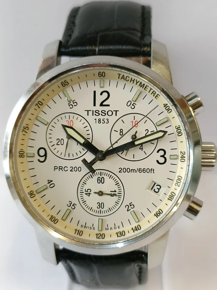 天梭 PR-200 计时码表 石英 白色表盘 T461 瑞士男式工作状态 — 第 4/4 张图片